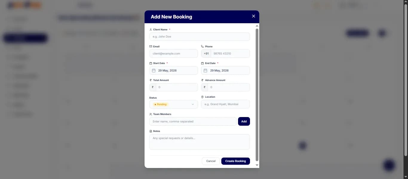 Booking Creation